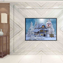 Load image into Gallery viewer, Giant Snowman Next House 40x30cm(canvas) full round drill diamond painting
