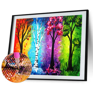 Four Seasons Tree 50x40cm(canvas) full round drill diamond painting