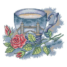Load image into Gallery viewer, Picture Teacup 26x21cm(canvas) Printed canvas 14CT 2 Threads Cross stitch kits
