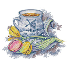 Load image into Gallery viewer, Picture Teacup 27x21cm(canvas) Printed canvas 14CT 2 Threads Cross stitch kits
