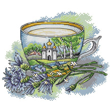 Load image into Gallery viewer, Picture Teacup 27x21cm(canvas) Printed canvas 14CT 2 Threads Cross stitch kits
