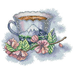 Picture Teacup 28x21cm(canvas) Printed canvas 14CT 2 Threads Cross stitch kits