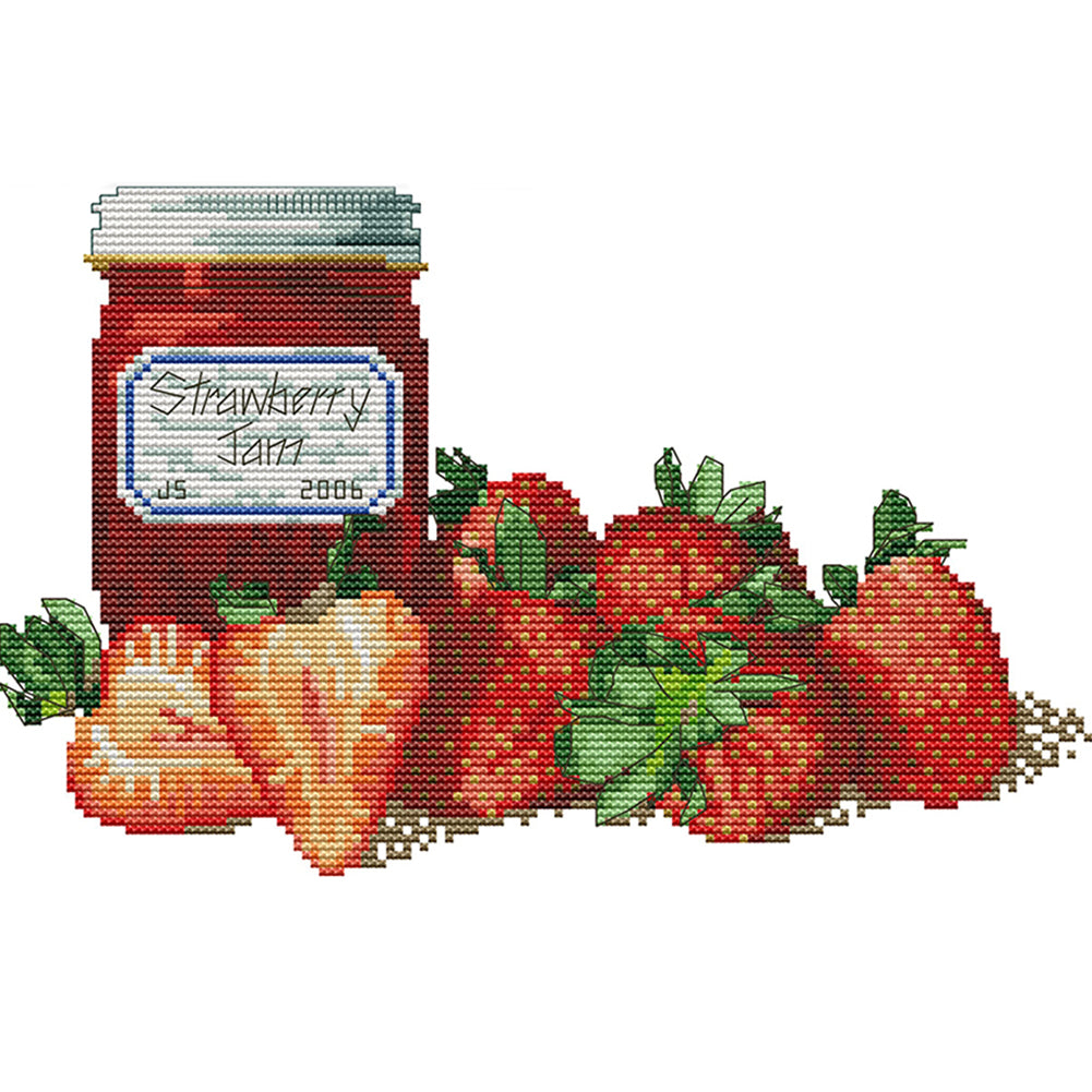 Strawberry Jam 14CT Stamped Cross Stitch Kit 32x20cm(canvas)