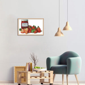 Strawberry Jam 14CT Stamped Cross Stitch Kit 32x20cm(canvas)