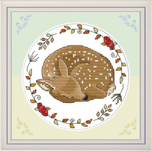 Deer 14CT Stamped Cross Stitch Kit 18x18cm(canvas)