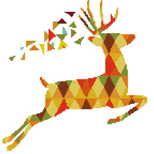 DA005 Color Deer 36x36cm(canvas) Printed canvas 14CT 2 Threads Cross stitch kits