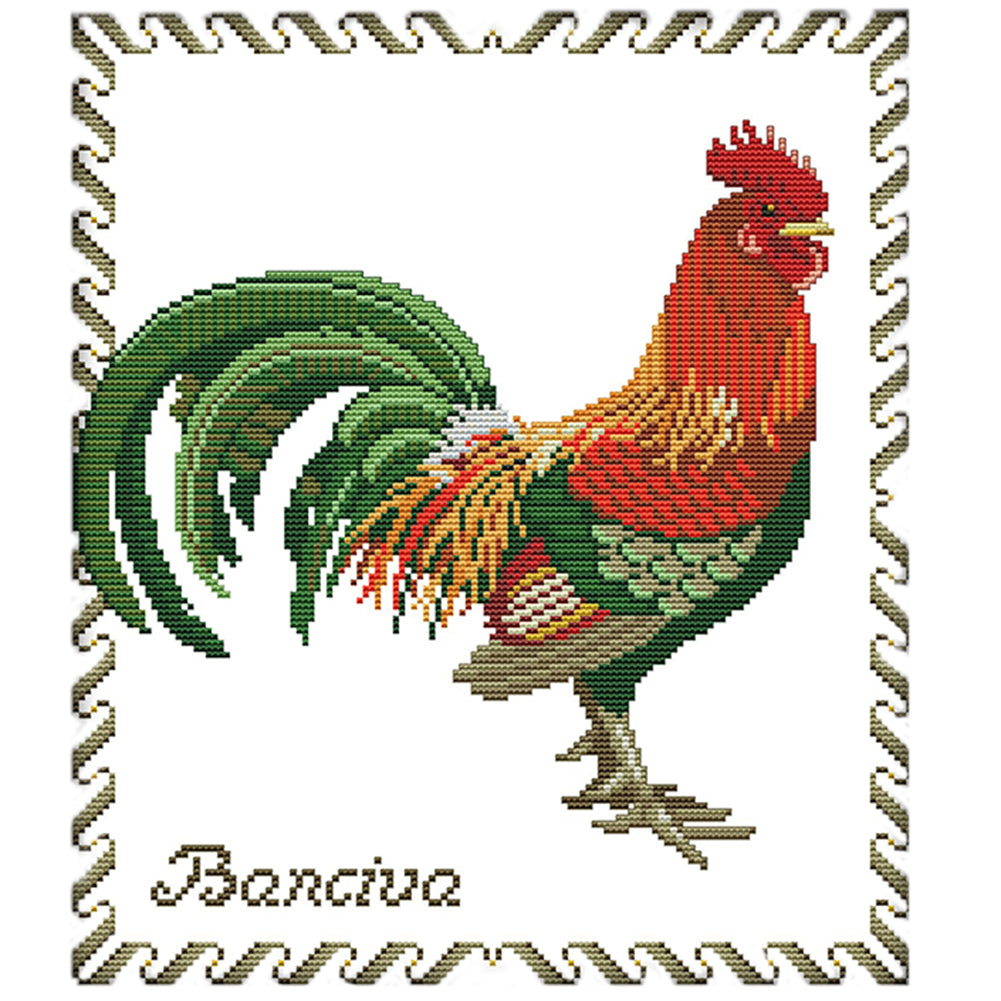 Picture Big Rooster 37x33cm(canvas) Printed canvas 14CT 2 Threads Cross stitch kits