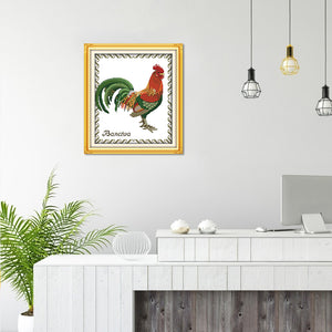 Picture Big Rooster 37x33cm(canvas) Printed canvas 14CT 2 Threads Cross stitch kits