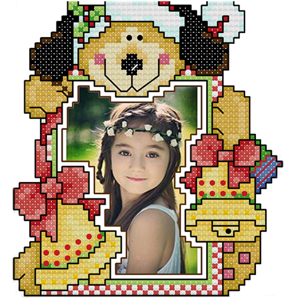 R942 Photo Frame 2 15x14cm(canvas) Printed canvas 14CT 2 Threads Cross stitch kits