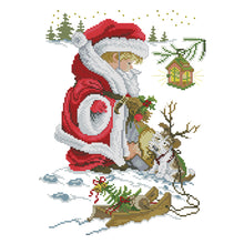 Load image into Gallery viewer, R308(4) Merry Christmas 4 36x29cm(canvas) Printed canvas 14CT 2 Threads Cross stitch kits
