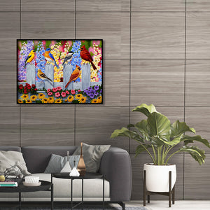 Flower Bird 40x30cm(canvas) full round drill diamond painting