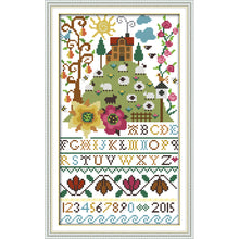 Load image into Gallery viewer, Flower Alphabet 14CT Stamped Cross Stitch Kit 35x21cm(canvas)
