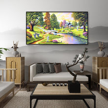 Load image into Gallery viewer, River House Trees 85x45cm(canvas) full round drill diamond painting
