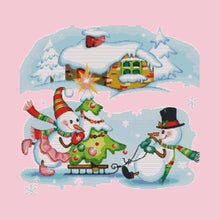Load image into Gallery viewer, Room Christmas Snowman 52*49cm(canvas) 14CT 2 Threads Cross Stitch kit
