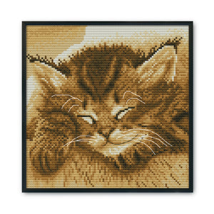 Sleep Cat 14CT Stamped Cross Stitch Kit 22x22cm(canvas)