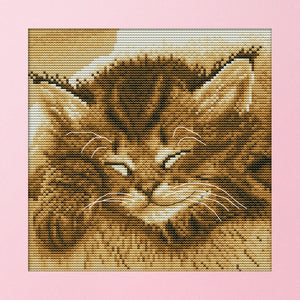 Sleep Cat 14CT Stamped Cross Stitch Kit 22x22cm(canvas)