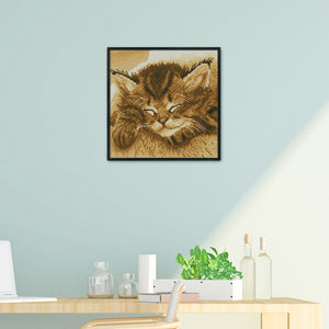 Sleep Cat 14CT Stamped Cross Stitch Kit 22x22cm(canvas)