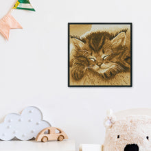 Load image into Gallery viewer, Sleep Cat 14CT Stamped Cross Stitch Kit 22x22cm(canvas)
