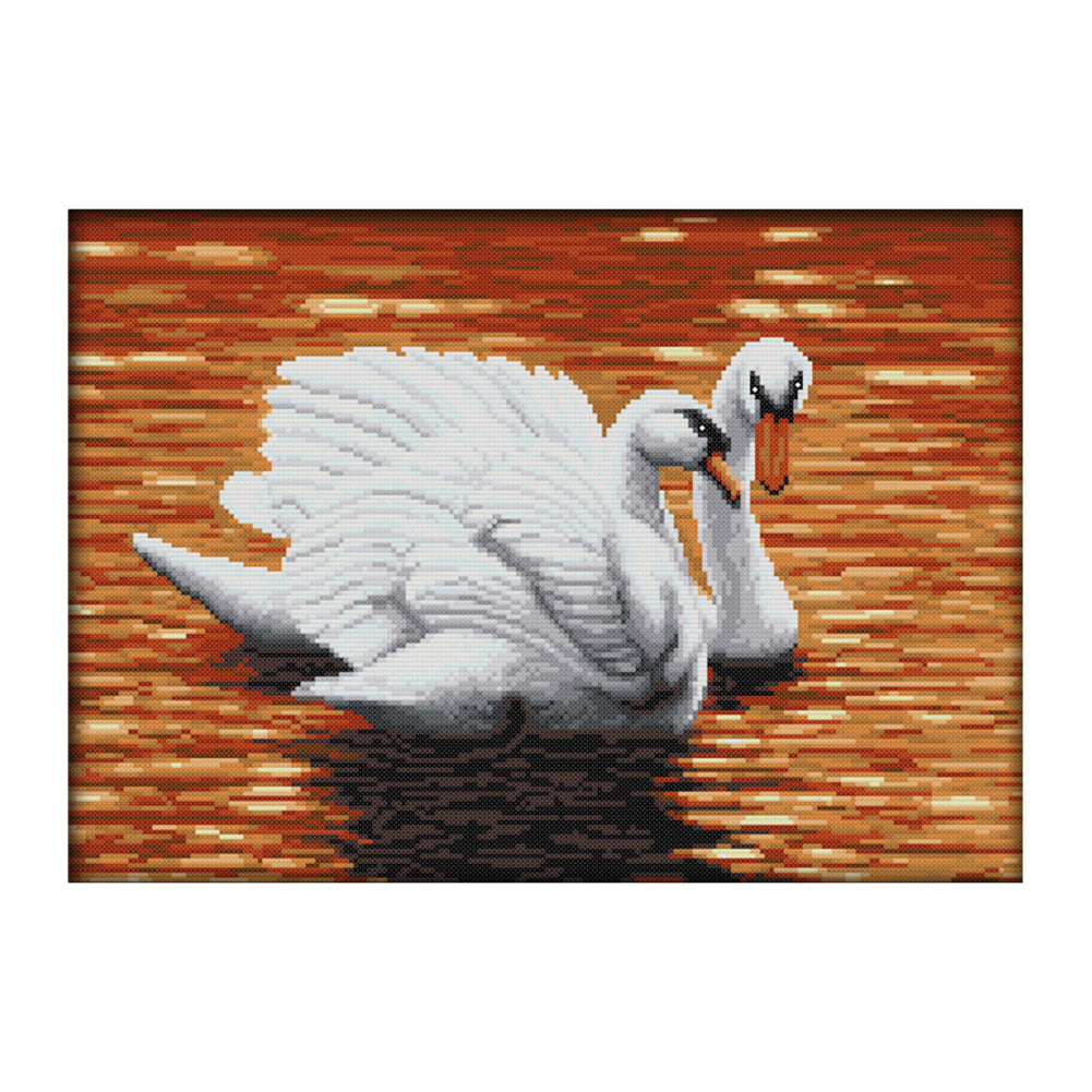 Animal Two Swan D657 44*33cm(canvas) 14CT 2 Threads Cross Stitch kit
