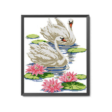 Load image into Gallery viewer, Swan Lovers 38*45cm(canvas) 14CT 2 Threads Cross Stitch kit
