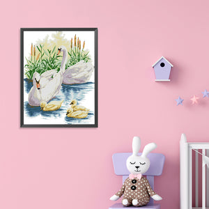 Swan Family 43*54cm(canvas) 14CT 2 Threads Cross Stitch kit