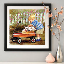 Load image into Gallery viewer, Little Boy Car 30x30cm(canvas) full round drill diamond painting

