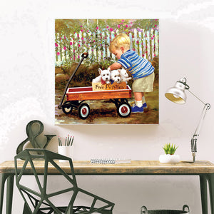 Little Boy Car 30x30cm(canvas) full round drill diamond painting