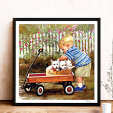Load image into Gallery viewer, Little Boy Car 30x30cm(canvas) full round drill diamond painting
