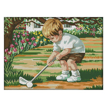 Load image into Gallery viewer, RA028 Golf 43*33cm(canvas) 14CT 2 Threads Cross Stitch kit
