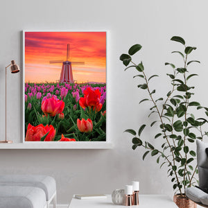 Windmill Tulips 30x40cm(canvas) full round drill diamond painting