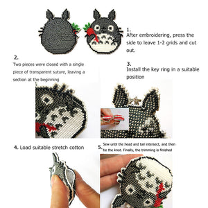 Hat Cat Beaded Embroidery Key Ring Car Backpack Pendant Handcraft (Y063)