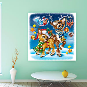 Christmas Elk 30x30cm(canvas) full round drill diamond painting