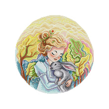 Load image into Gallery viewer, RA302 Girl and Bunny 35*35cm(canvas) 14CT 2 Threads Cross Stitch kit
