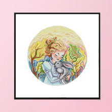 Load image into Gallery viewer, RA302 Girl and Bunny 35*35cm(canvas) 14CT 2 Threads Cross Stitch kit
