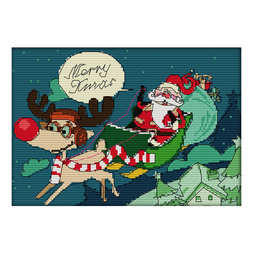 Merry Christmas 31*21cm(canvas) 14CT 2 Threads Cross Stitch kit