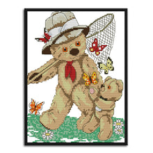 Load image into Gallery viewer, Papa Little Bear 22*28cm(canvas) 14CT 2 Threads Cross Stitch kit
