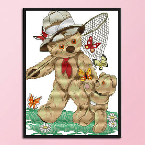 Papa Little Bear 22*28cm(canvas) 14CT 2 Threads Cross Stitch kit