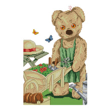 Load image into Gallery viewer, Garden Bear 27*38cm(canvas) 14CT 2 Threads Cross Stitch kit

