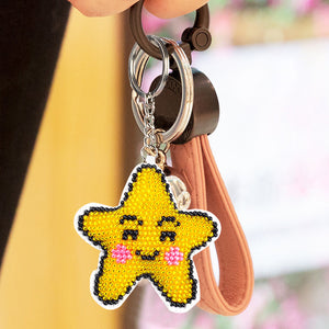DIY Bead Embroidery Key Chain Cross Stitch Star Car Bag Pendant Handicraft