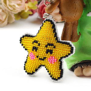 DIY Bead Embroidery Key Chain Cross Stitch Star Car Bag Pendant Handicraft