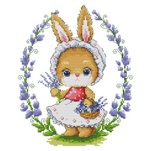 Load image into Gallery viewer, Bunny &amp; Flowers 14CT Stamped Cross Stitch Kit 28x22cm(canvas)
