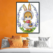 Load image into Gallery viewer, Bunny &amp; Flowers 14CT Stamped Cross Stitch Kit 28x22cm(canvas)
