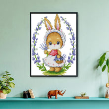 Load image into Gallery viewer, Bunny &amp; Flowers 14CT Stamped Cross Stitch Kit 28x22cm(canvas)
