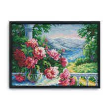 Load image into Gallery viewer, Vase and Mountain 48*37cm(canvas) 14CT 2 Threads Cross Stitch kit
