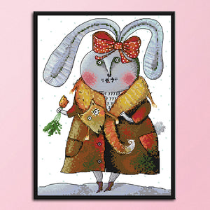 Wealthy Rabbit 35*28cm(canvas) 14CT 2 Threads Cross Stitch kit