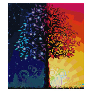 F485 Colorful Life Tree 55*62cm(canvas) 14CT 2 Threads Cross Stitch kit