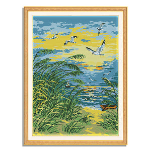 Morning Glow by the Sea 41*52cm(canvas) 14CT 2 Threads Cross Stitch kit