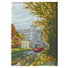 Load image into Gallery viewer, Tramcar 27*35cm(canvas) 14CT 2 Threads Cross Stitch kit
