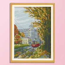 Load image into Gallery viewer, Tramcar 27*35cm(canvas) 14CT 2 Threads Cross Stitch kit
