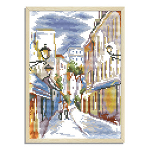 Street Scenery Landscape F627 19*27cm(canvas) 14CT 2 Threads Cross Stitch kit